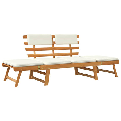 Tuinbank Met Kussens 2-In-1 190 Cm Massief Acaciahout Bruin En Wit