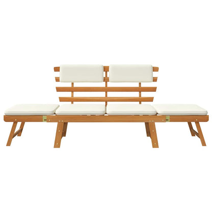 Tuinbank Met Kussens 2-In-1 190 Cm Massief Acaciahout Bruin En Wit