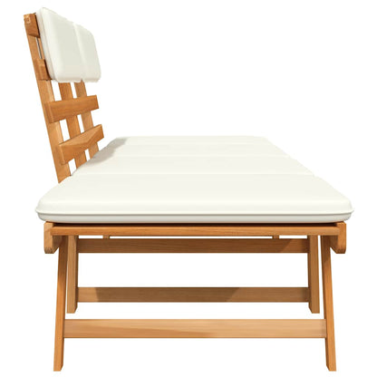 Tuinbank Met Kussens 2-In-1 190 Cm Massief Acaciahout Bruin En Wit