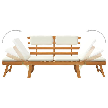 Tuinbank Met Kussens 2-In-1 190 Cm Massief Acaciahout Bruin En Wit