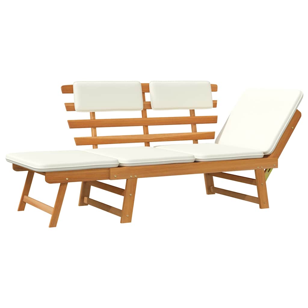 Tuinbank Met Kussens 2-In-1 190 Cm Massief Acaciahout Bruin En Wit