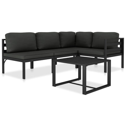 5-Delige Loungeset Met Kussens Aluminium Antraciet