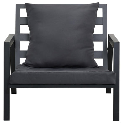 4-Delige Loungeset Met Kussens Aluminium Donkergrijs