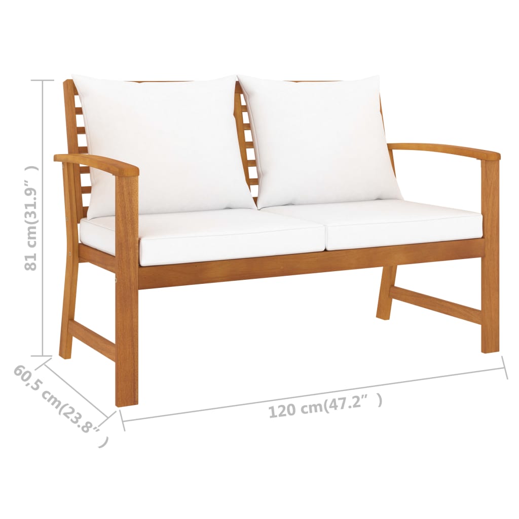 Tuinbank Met Kleurig Kussen 120 Cm Massief Acaciahout