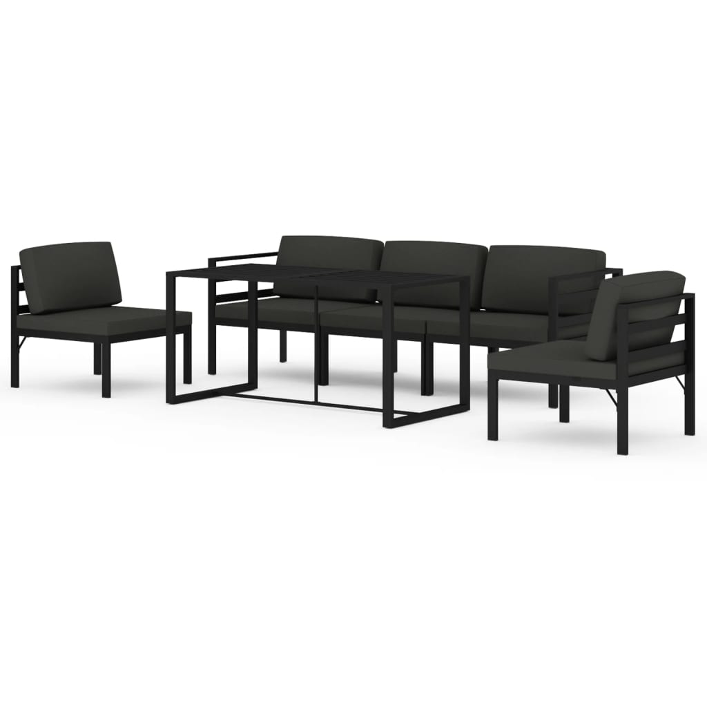 6-Delige Loungeset Met Kussens Aluminium Antracietkleurig
