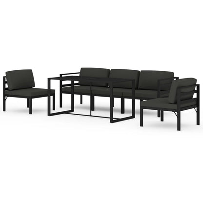 6-Delige Loungeset Met Kussens Aluminium Antracietkleurig