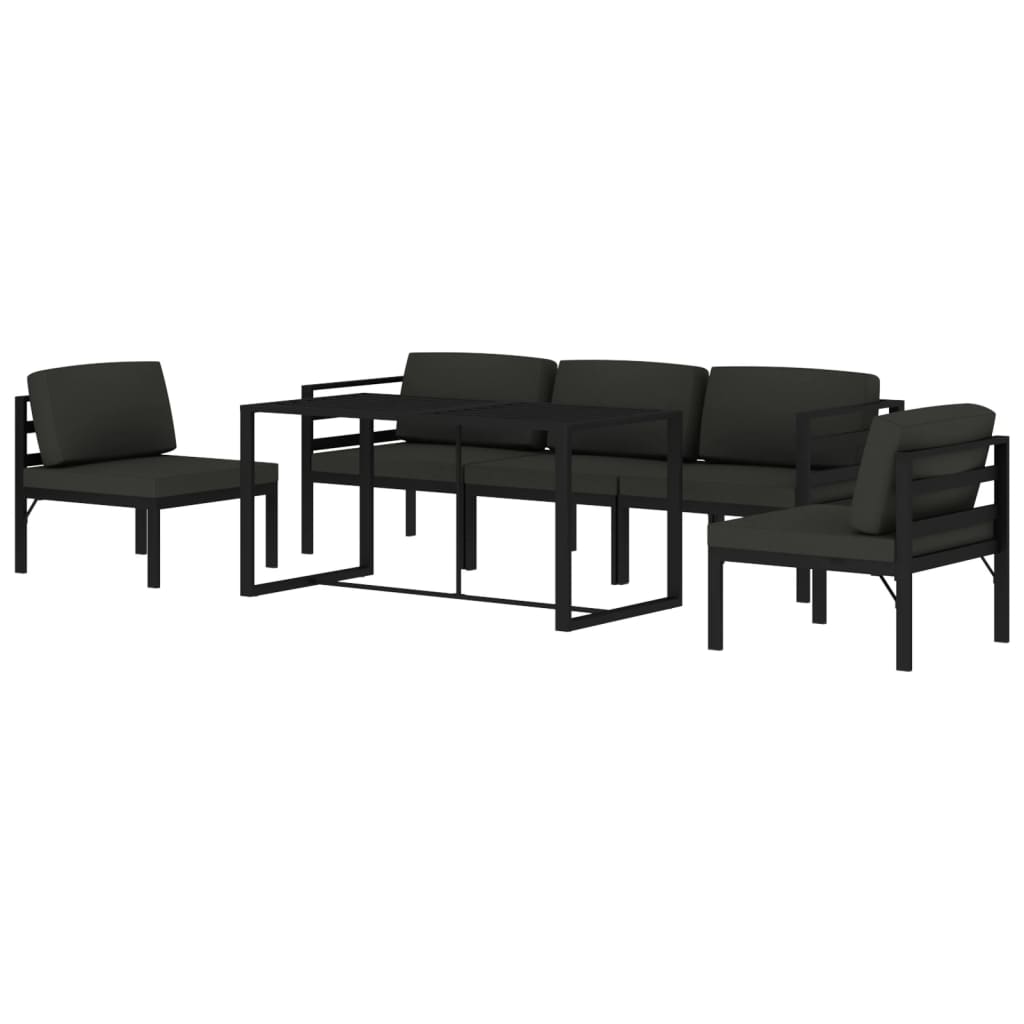 6-Delige Loungeset Met Kussens Aluminium Antracietkleurig
