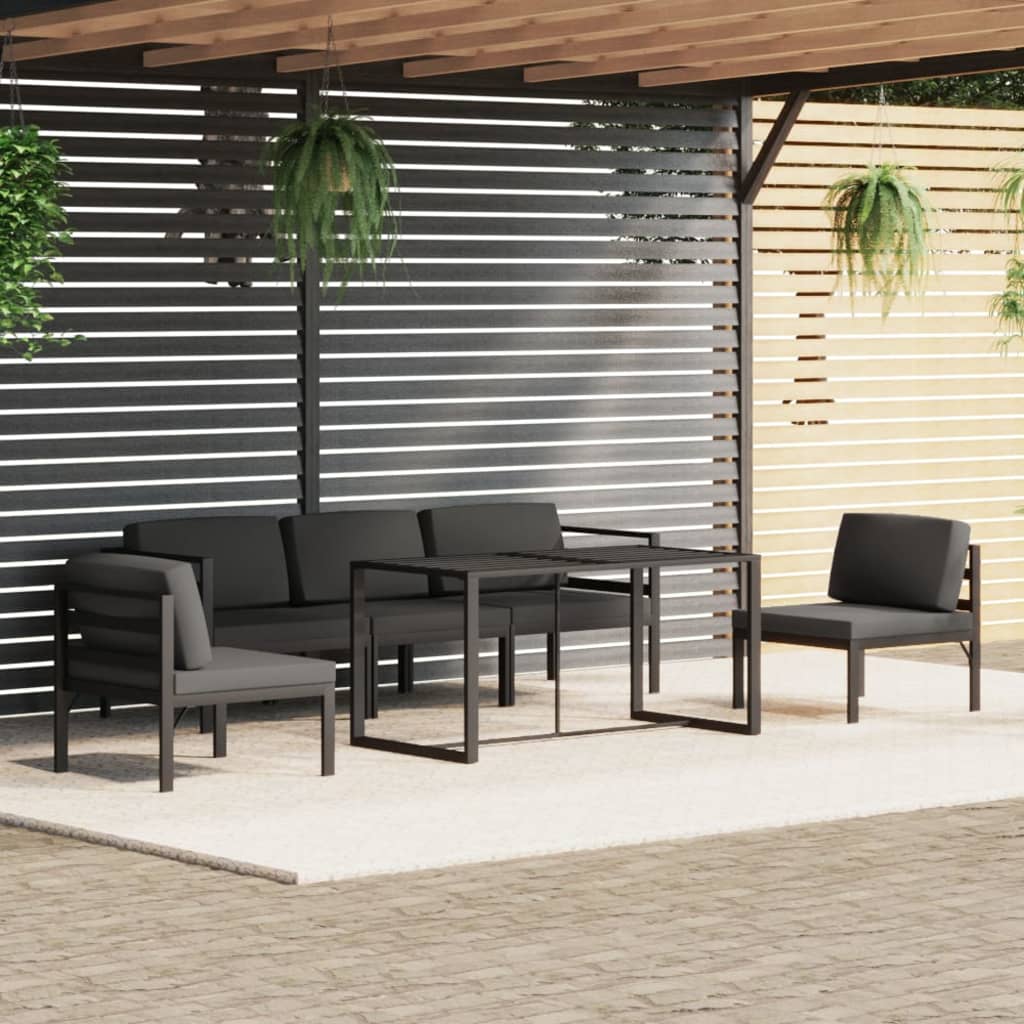 6-Delige Loungeset Met Kussens Aluminium Antracietkleurig