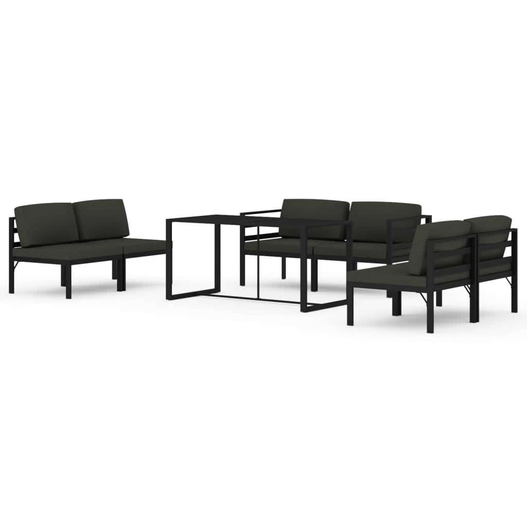 7-Delige Loungeset Met Kussens Aluminium Antracietkleurig
