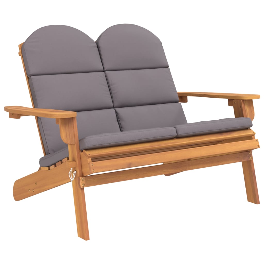 Tuinbank Adirondack Met Kussens 126 Cm Massief Acaciahout Donkergrijs