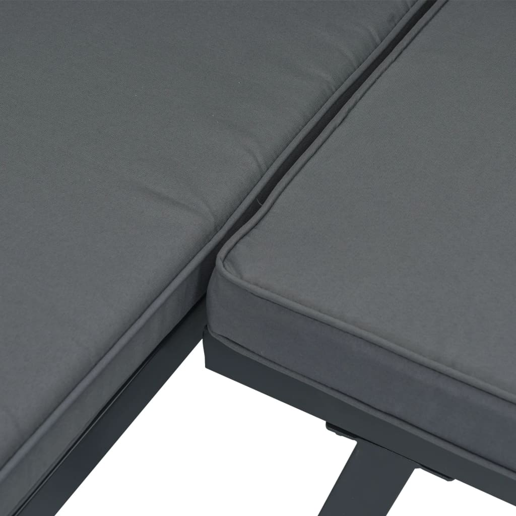 4-Delige Loungeset Met Kussens Aluminium Zwart