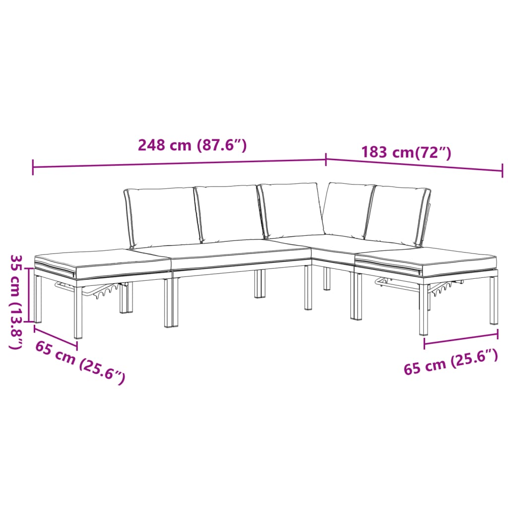 4-Delige Loungeset Met Kussens Aluminium Zwart