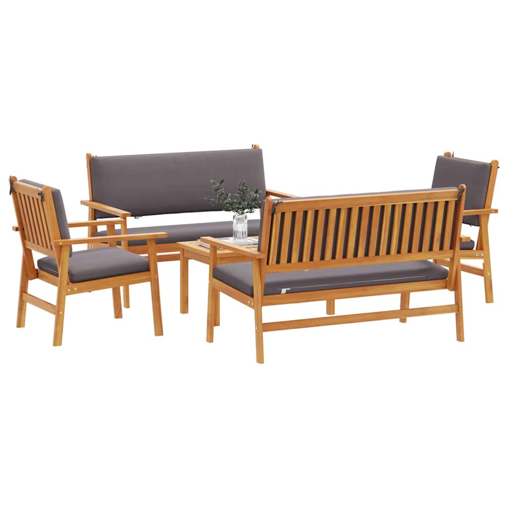 Tuinbank Set 5 Pcs Bruin Massief Acacia Hout