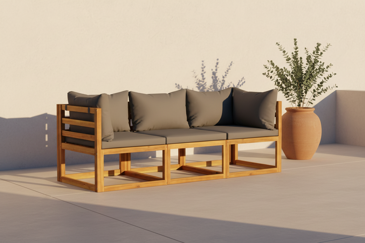 Acacia Modulaire Loungebank 3-zits met kussens