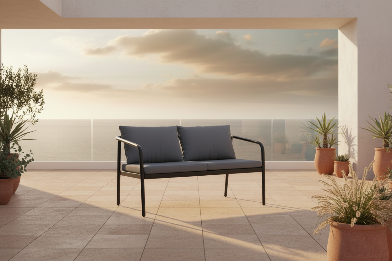Aluminium Loungebank 2-zits met kussens