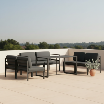 Aluminium Loungeset 6 Personen met Kussens – Antraciet Tuinset